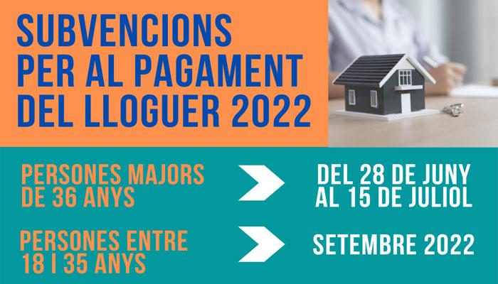 Oberta la convocatòria de Subvencions per al pagament del lloguer 2022 per a majors de 36 anys 