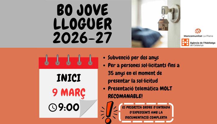 Viladrau Inici de la convocatòria del Bo Jove de lloguer 2026