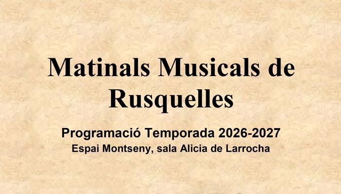 Nova temporada del Matinals Musicals de Rusquelles 2026-2027