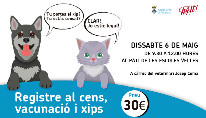 Viladrau Registre al cens, vacunació i xips dels animals de companyia