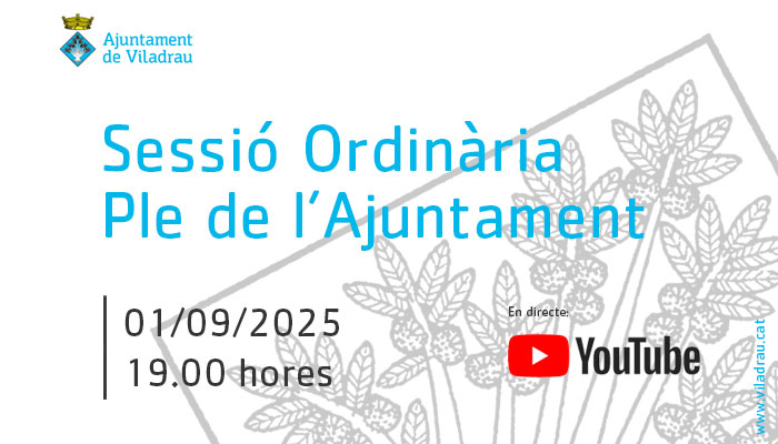Convocatòria de la sessió ordinària del ple de l'ajuntament. L'1 de setembre de 2025